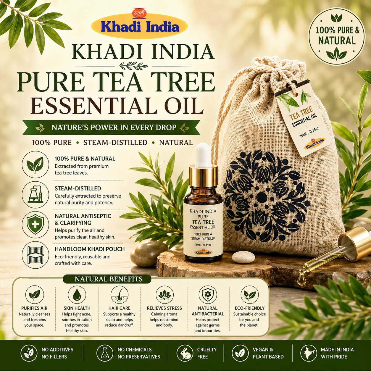Natural herbal essential oils and wellness products by Khadi Naturals Care Hyderabad